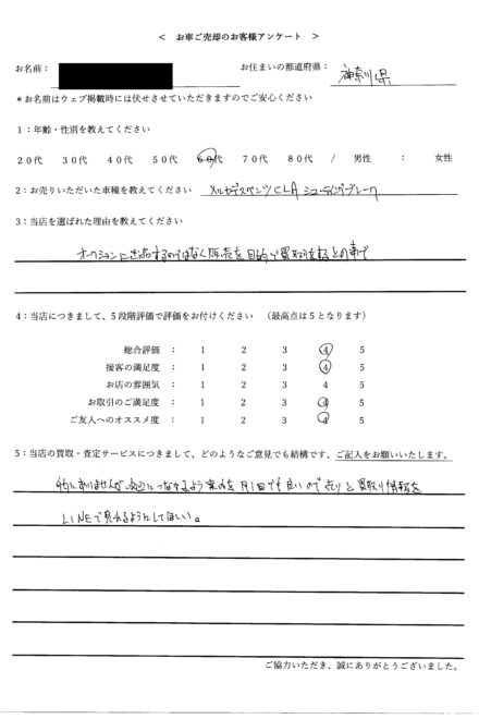 神奈川県 ・60代のお客様からのクチコミ・評判 ＜ 2023年式 メルセデス・ベンツ CLA200d ＞ 2025/12/9 お買取