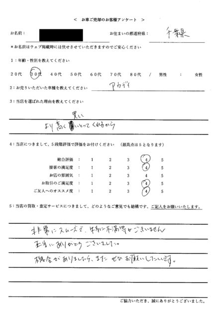 ＜ 2023年式 アウディ Q5 ＞ 2026/4/22 お買取・千葉県・30代のお客様からのクチコミ・評判